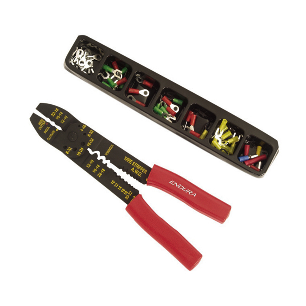 力易得压线剥线钳子绝缘裸接线端子工具套装9寸E5802