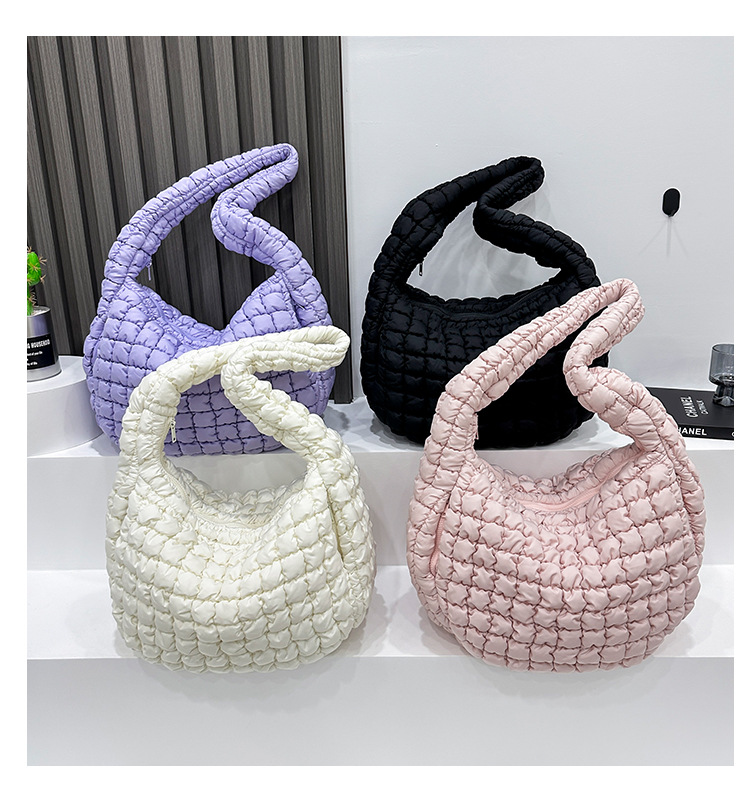 Korean Cloud Bag, Women's Lazy Style Shoulder Bag Pleated Handbag Large Capacity Single Shoulder Casual Bag_voghion.com