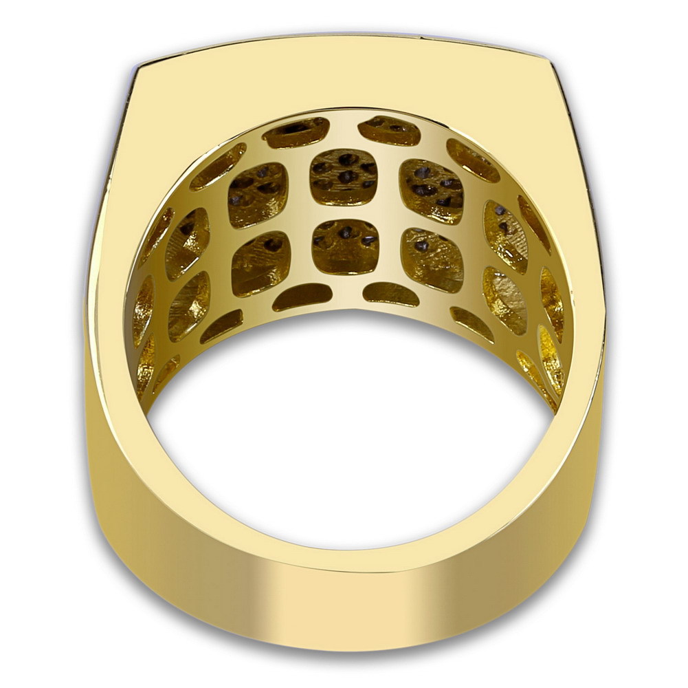 Men's Cuban Link Square Ring With Full Diamonds Hip Hop Style_voghion.com