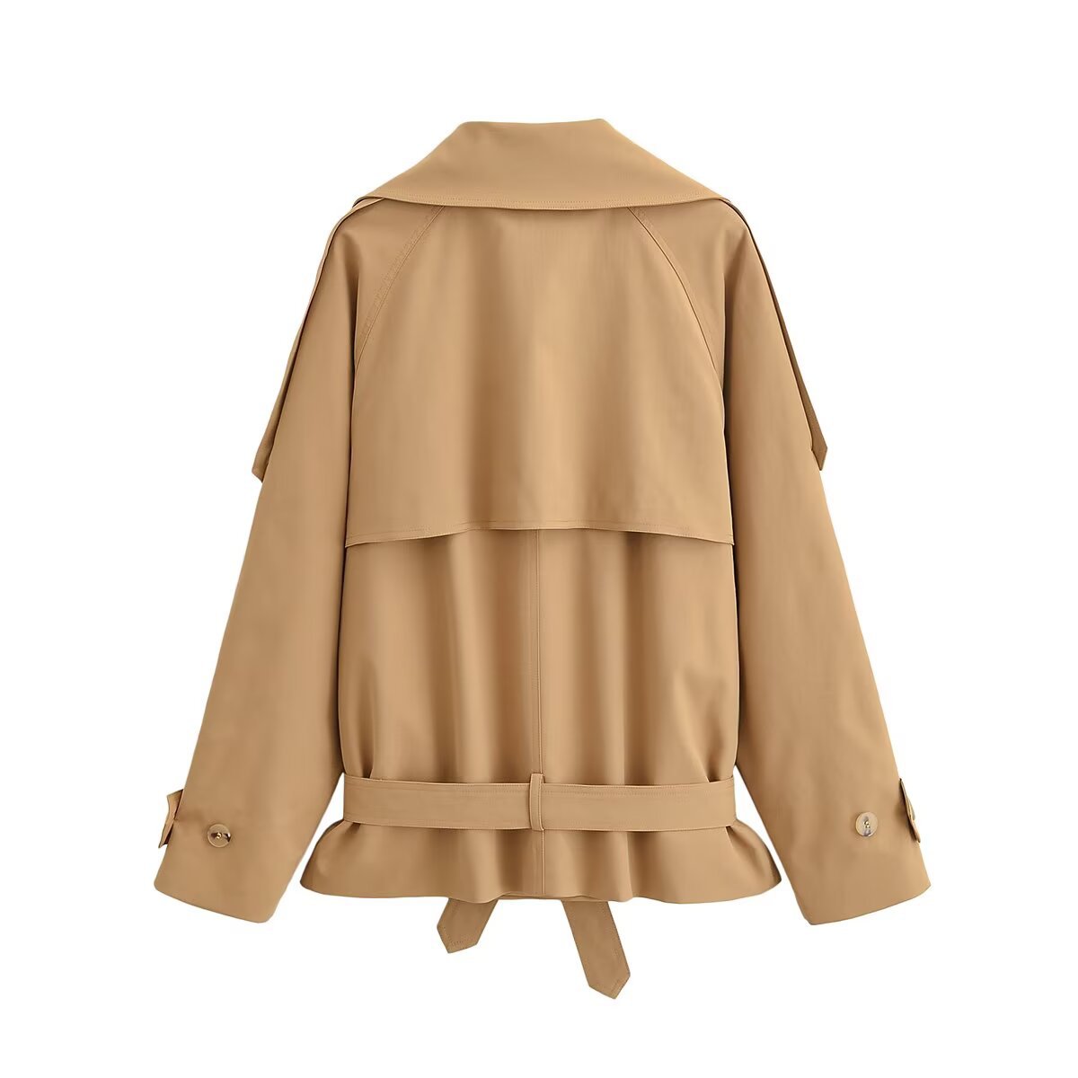 Trench corto da donna con collo alto giacca alla moda_voghion.com
