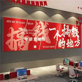 搞钱进门形象墙电商办公室装饰司文化励志标语氛围布置贴字画背景