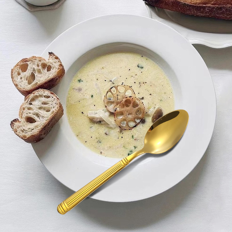 Columna romana vajilla de acero inoxidable cuchillo, tenedor y cuchara juego de 24 piezas hotel restaurante bistec cuchillo, tenedor y cuchara vajilla occidental cuchillo y tenedor