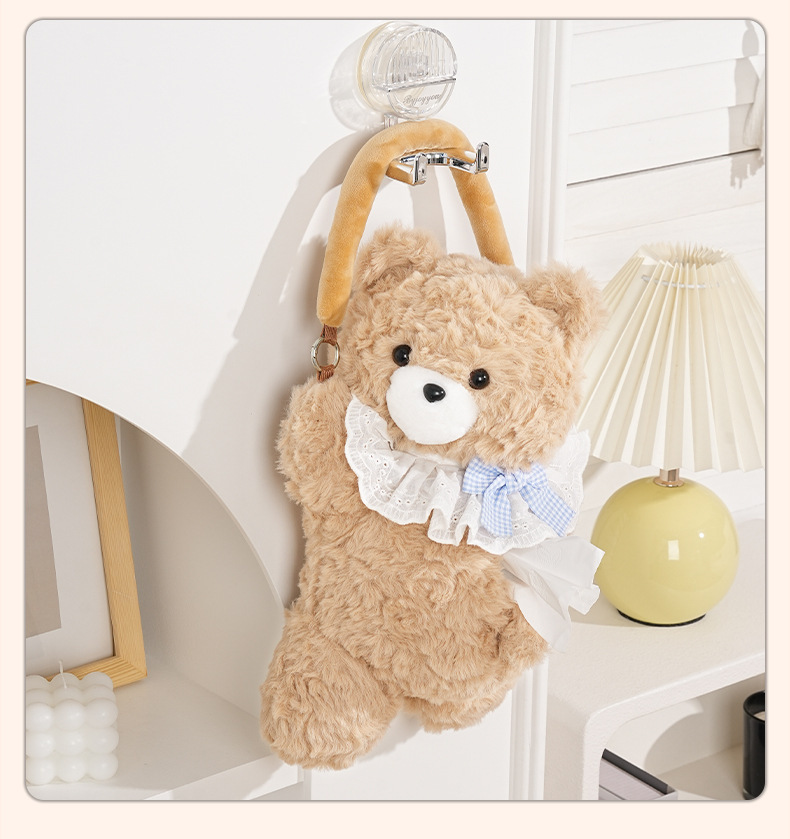 Car Tissue Box Creative Cartoon Cute Plush Doll Hanging Tissue Box Car Seat Back Tissue Hanging Bag