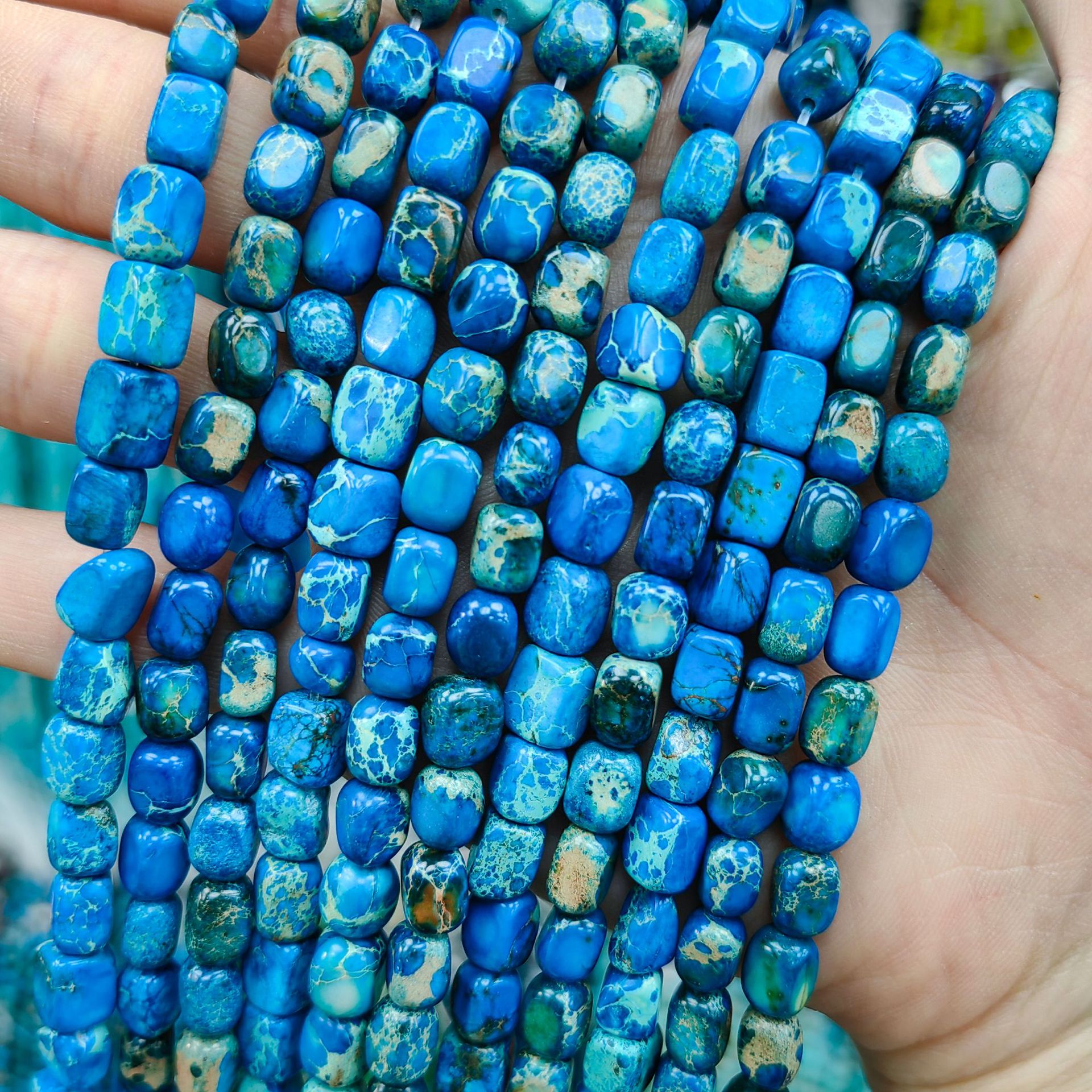 Ventas transfronterizas calientes de piedra imperial natural 5mm * 7mm con forma cuadrada multicolor perlas dispersas productos semiacabados joyas diy