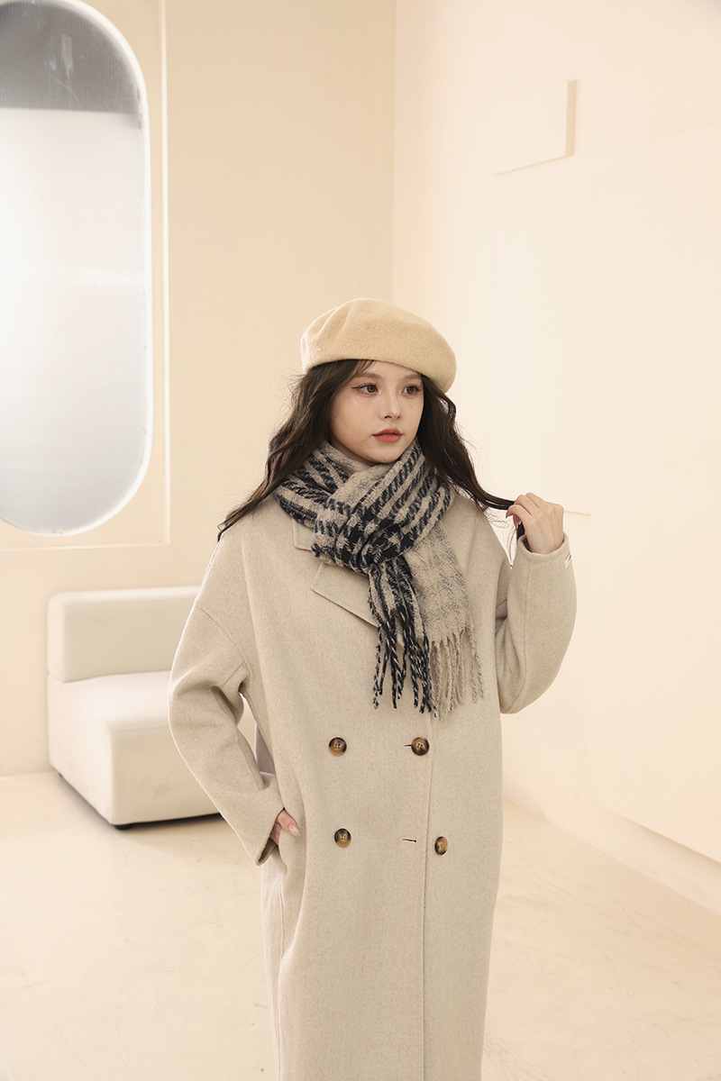 Version coréenne de l'écharpe Qianniao pour femme, polyvalente en hiver, châle à carreaux épais, écharpe haute, cadeau d'anniversaire pour_voghion.com