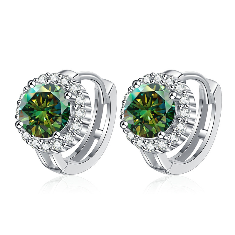 S925 auriculares de plata para mujeres pendientes de diamante de mozan temperamento simple fijación de orejas de flores de sol 50 puntos 1 quilates pendientes de piedra de mozan