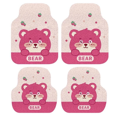 Loop Single Piece High-End Car | Car Carpet - colored-silk-circle-berry-bear-2-in-front-and-2-in-back