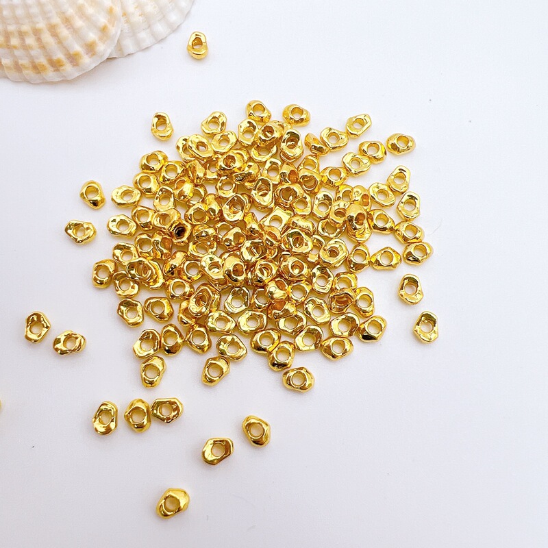 14K bag gold color retaining broken silver several two irregular beads loose beads small gravel diy handmade beaded jewelry accessories