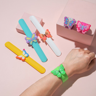 Cross-border butterfly insect snap ring cute cartoon Pat Bracelet Wristband children's toy bracelet small gift