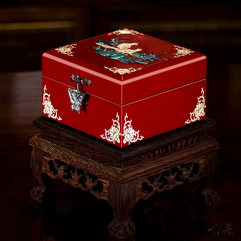 螺钿漆器首饰盒亚美龙螺钿漆器珠宝首饰盒手镯盒手表戒指盒木质