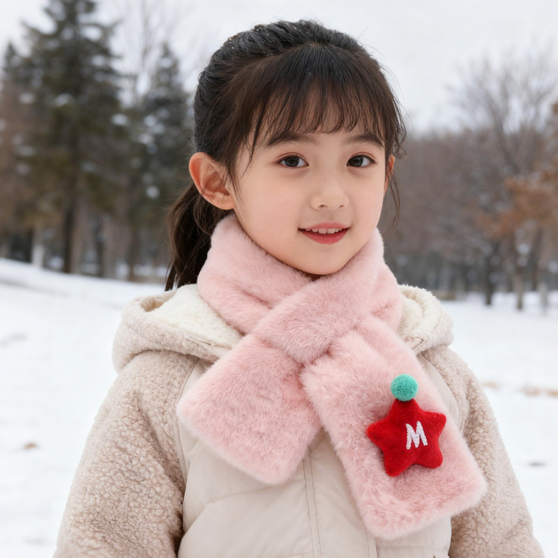 Children's Scarf Autumn and Winter Plush Parent-child Cute Cartoon Imitation Rabbit Fur Baby Scarf Boys and Girls Mao Mao Winter Children's Scarf Autumn and Winter Plush Parent-child Cute Cartoon Imitation Rabbit Fur Baby Scarf Boys and Girls Mao Mao Winter