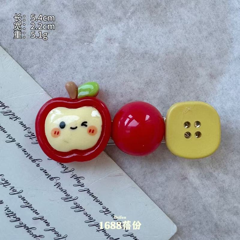 创意苹果系列发夹抓夹可爱少女心撞色彩豆豆鸭嘴夹鲨鱼夹发卡发饰|undefined