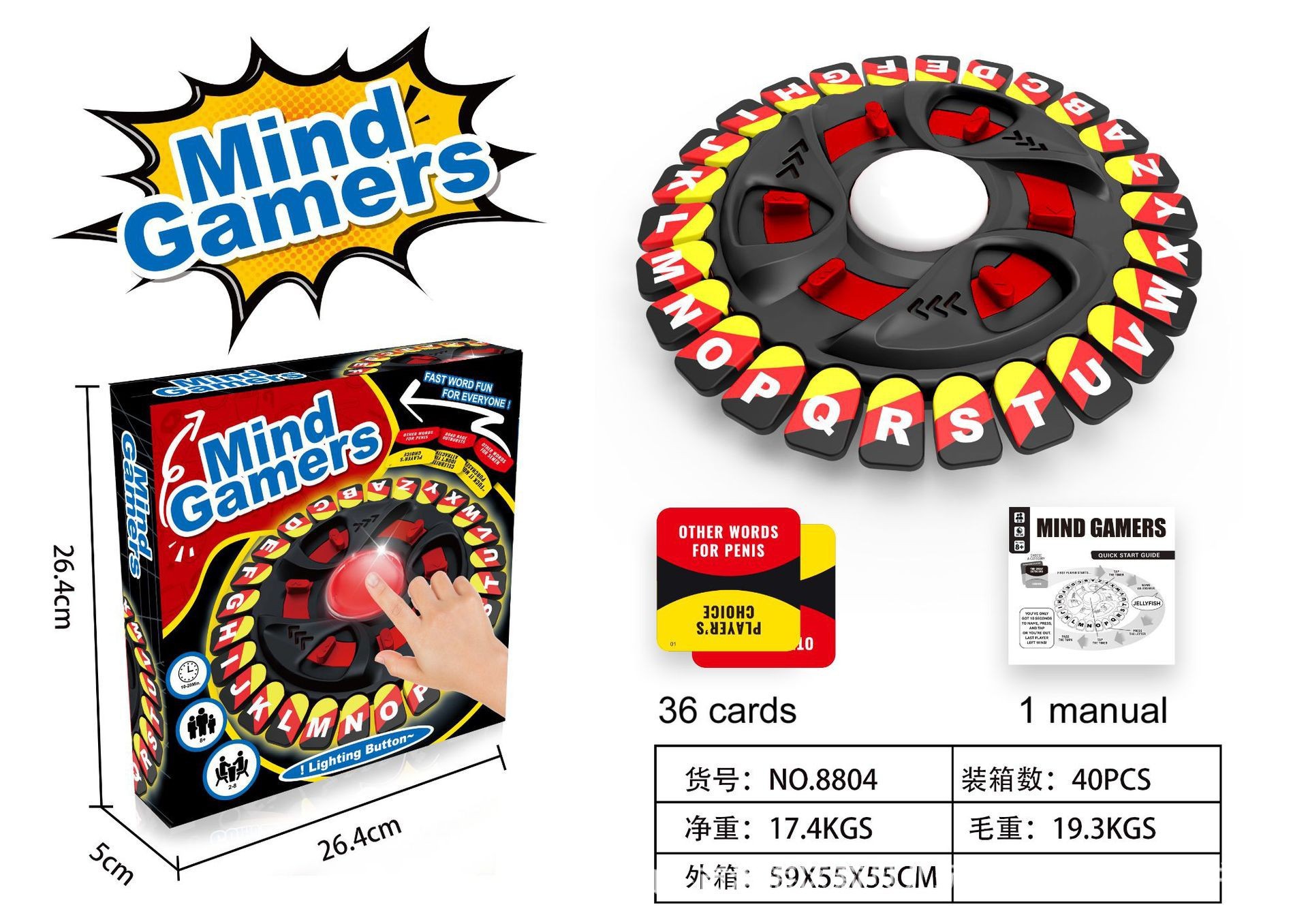 Explosiones transfronterizas cartas locas 26 teclas juegos de mesa mesa de mesa familia juguetes interactivos de puzzle al por mayor