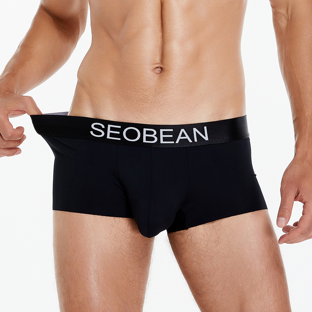 2023 verano nueva ropa interior de los hombres seobean xibín medio bajo cintura seda del hielo pantalones boxeadores fábrica al por mayor