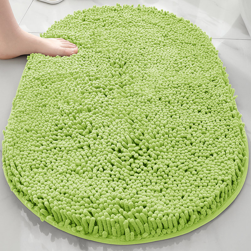 Alfombra absorbente de baño de chenilla ovalada Alfombra de pie de puerta de baño Alfombra antideslizante de entrada de baño Alfombra de dormitorio