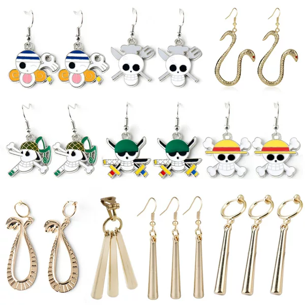 One Piece Cosplay Earrings Zoro Hanku Ke Luffy Ulop Pirate Skull Ear Hook Earrings Ear Clip