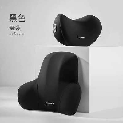 Driver's Seat Lumbar Pillow, Backrest, Waist support - waist-and-neck-sharing-black-3d-care-european-cotton-core-italian-fabric