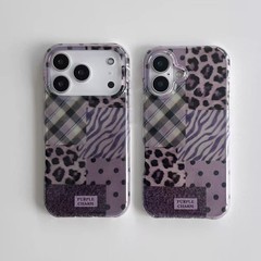 时髦小众紫色豹纹适用iPhone17promax苹果16手机壳15新款14双层13