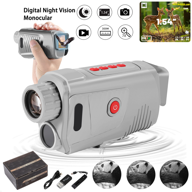 跨境直播热全黑高清高倍红外数码望远镜单筒手持拍照录像夜视仪