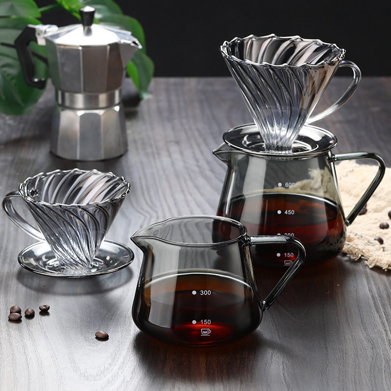 Borosilicate heat-resistant glass household coffee pot filter suit V60 hand punch sharing pot printable logo direct sales