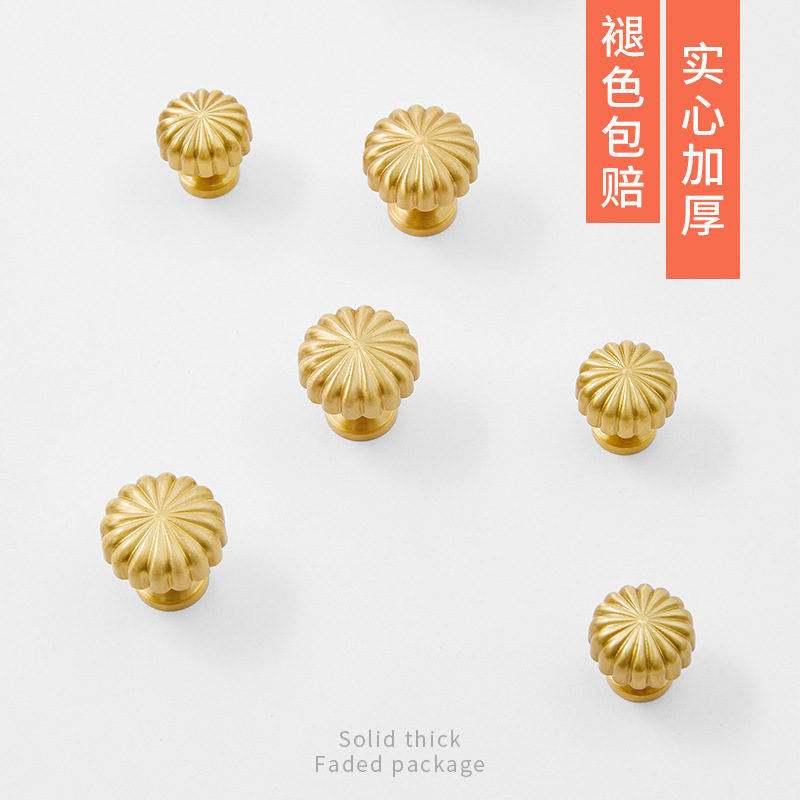 Personalized Creative Pumpkin Yellow Brass Handles Modern Minimalist Gold Luxury Copper Tones Cabinet Doors Shoe Cabinet Drawer Cabinet Pulls