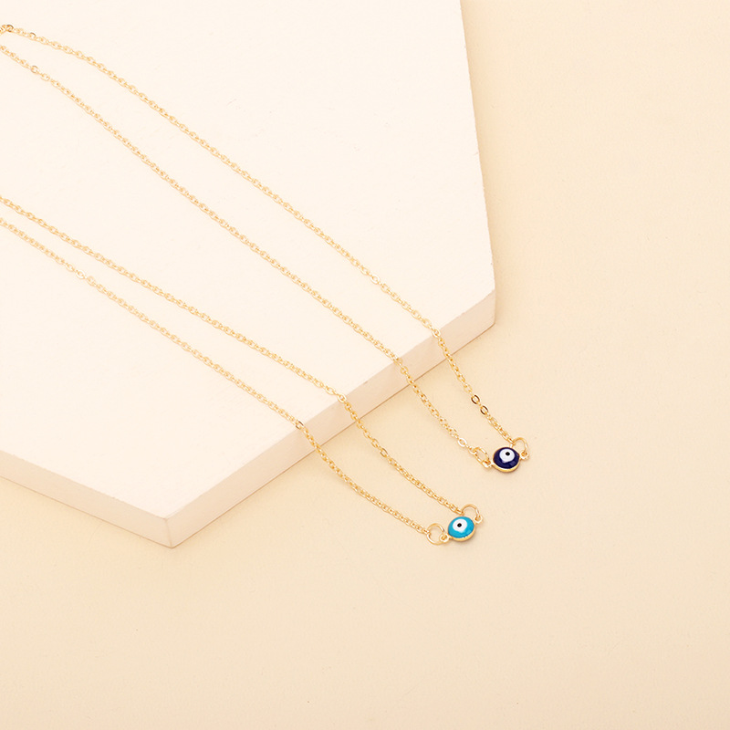 3g Weight Necklace Classification Wedding, Travel Occasion Women'S Gender Light Blue, Dark Blue Color Fashion Demon Eye Pendent Alloy Necklace Wholesale 3