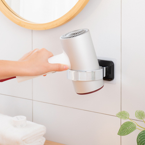 Cross-border supply of hair dryer rack for bathroom and toilet without punching, wall-mounted adhesive storage plastic bracket storage rack