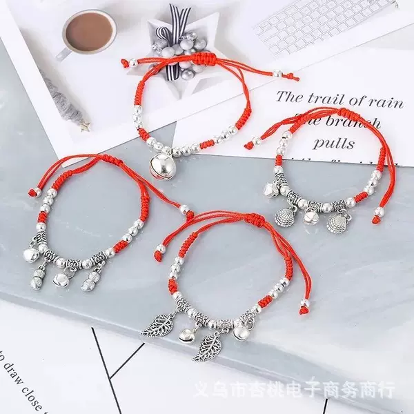 Year of birth hand-woven red rope bracelet twelve Zodiac men and women girlfriends couple Bell anklet simple anklet women