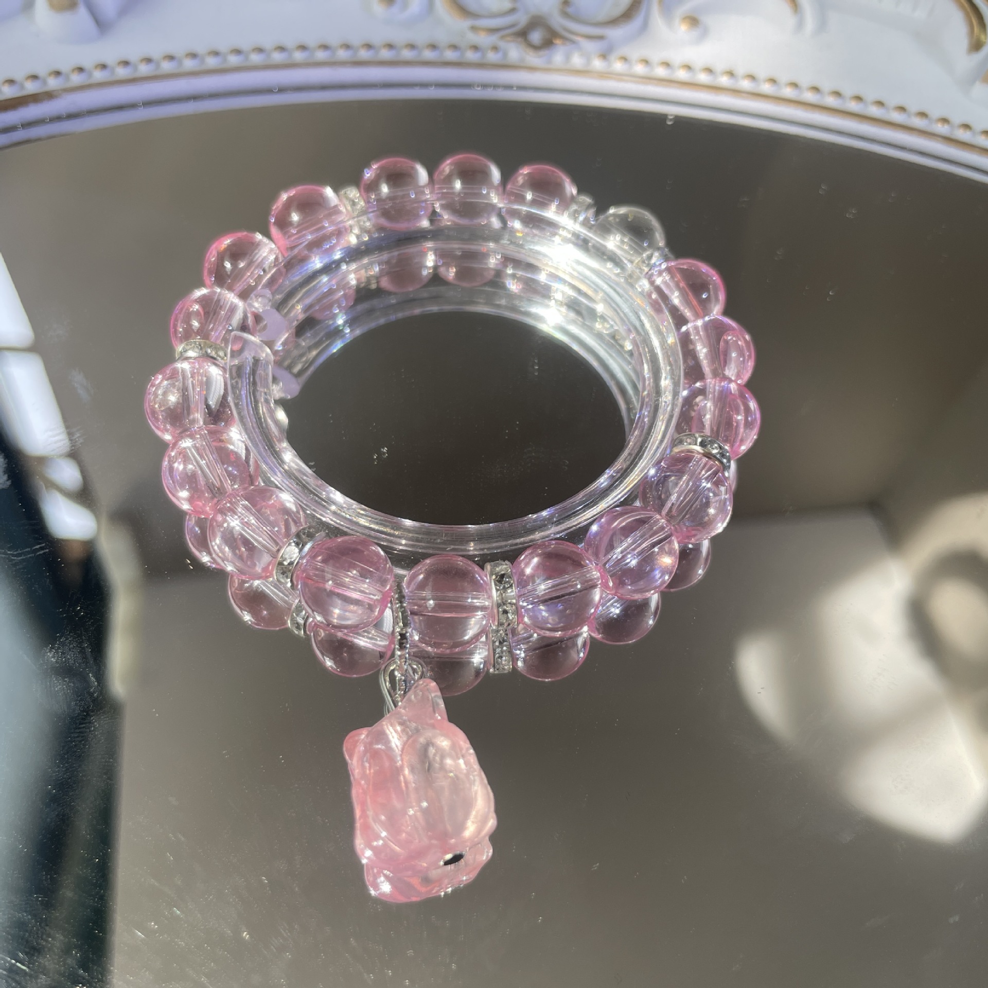 S244-핑크옥 여우유리팔찌#SZ858용