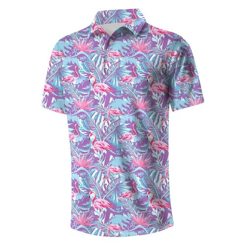 Men's Golf Shirt Short-Sleeve Fun Print Golf Polo Shirt Lightweight Dry-Cool Quick-Dry Collar Golf