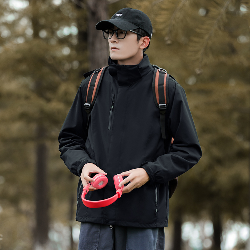 Chaqueta de dos piezas desmontable tres en uno transfronteriza para hombres y mujeres al aire libre impermeable a prueba de viento chaqueta de pareja con forro polar