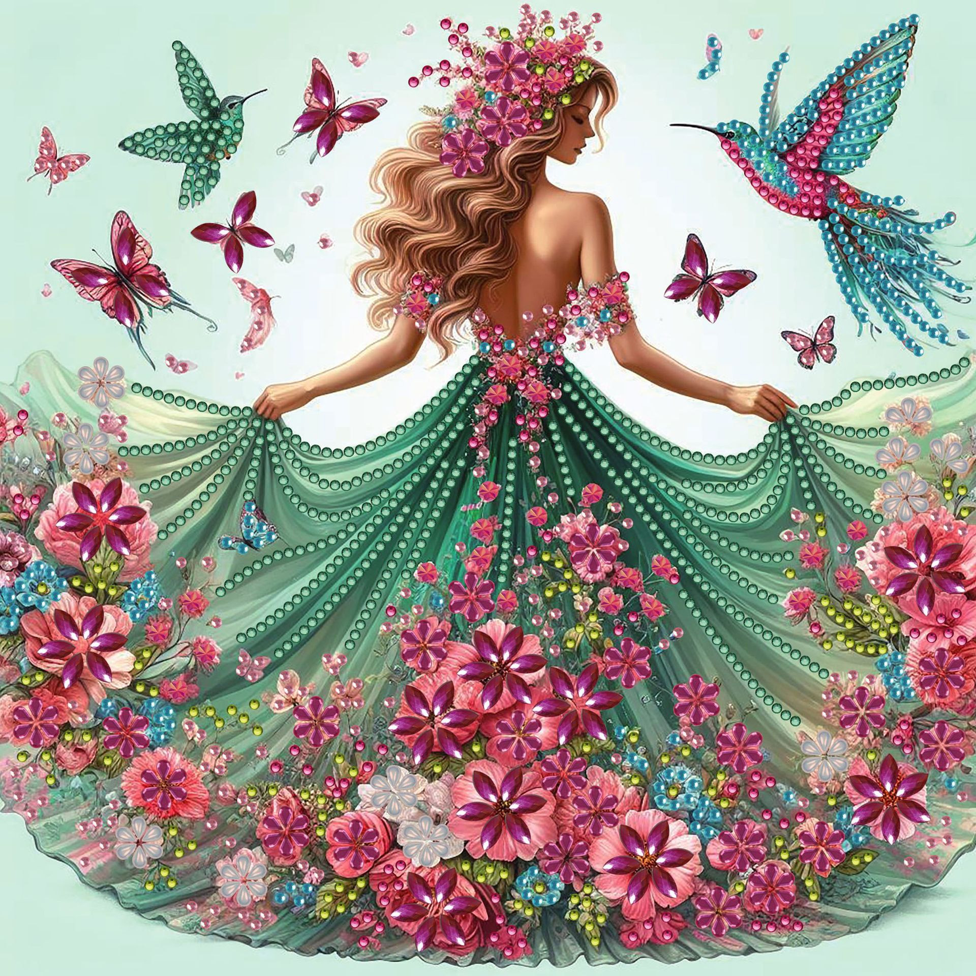 Pintura artesanal con diamantes