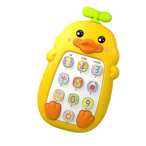 Children's little yellow duck music mobile phone baby enlightenment baby early education phone 0-3 years old cartoon chewable teether mobile phone