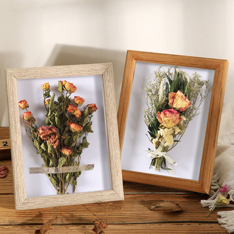 Wooden 3D hollow dried flower creative picture frame, table display wholesale 6 7 8 10 16 inches A4 Nordic wall-mounted picture frame