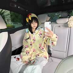 甜美学院风卡通印花连帽卫衣女秋2025新款二次元开衫双帽休闲外套