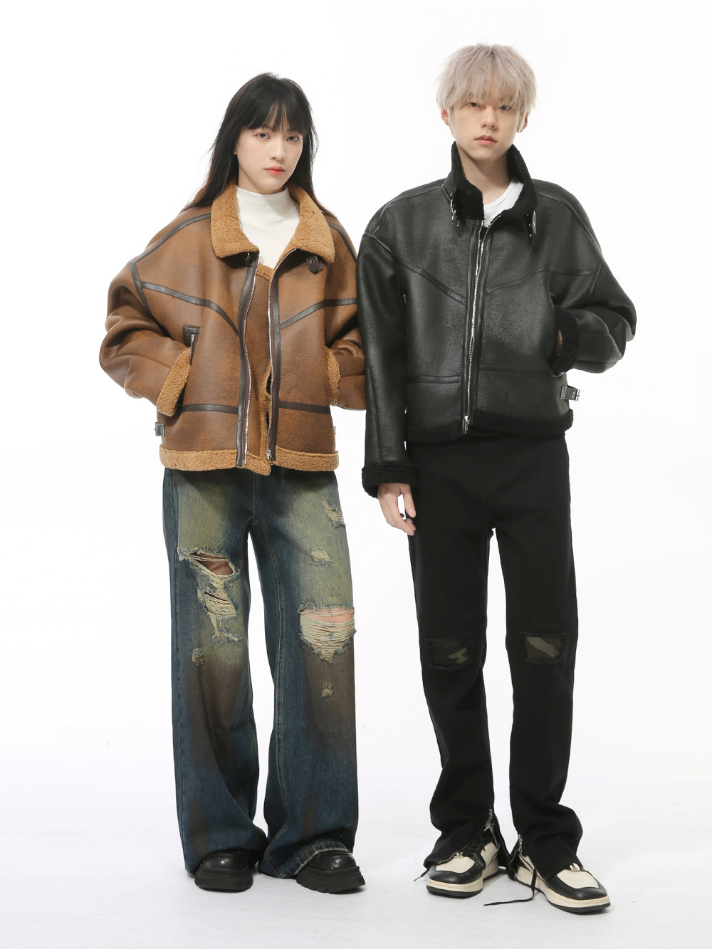 MTLCLOTHES Hombres| Invierno nuevo producto retro chaqueta de cordero de cachemira pieles en una locomotora gruesa de lana