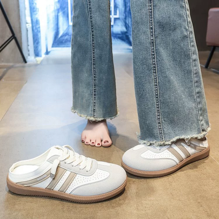 Баотоу тапочки женские летняя верхняя одежда 2025 нового супергорячего морального обучающего обувь полуп/slip белые обувь повседневная походная Forrest обувь