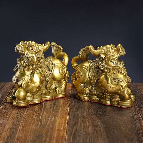 Brass Money Pixiu Copper Pixiu Ruyi Pixiu Ornament Copper Pixiu Crafts Office Ornament Gift Wholesale