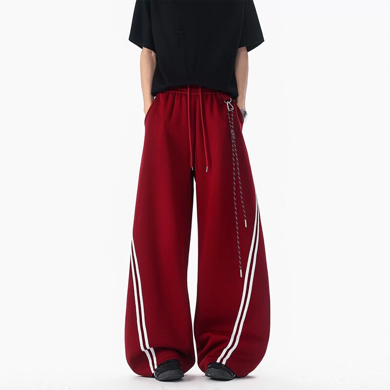 American-Style Striped Drapey Sweatpants for Men and Women, Summer Loose-Fitting Couple's Curved Pants, Retro Sports Patchwork Straight-Leg Pants American-Style Striped Drapey Sweatpants for Men and Women, Summer Loose-Fitting Couple's Curved Pants, Retro Sports Patchwork Straight-Leg Pants
