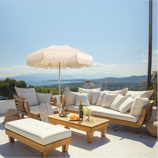Casual Outdoor Simple Courtyard Villa Garden B&B Outdoor Waterproof Sun Protection Teak Sofa Coffee Table Combination