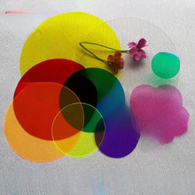 定圆形透明彩色塑料片红蓝绿黄教学滤光辩色透光PVC胶卡diy垒德株