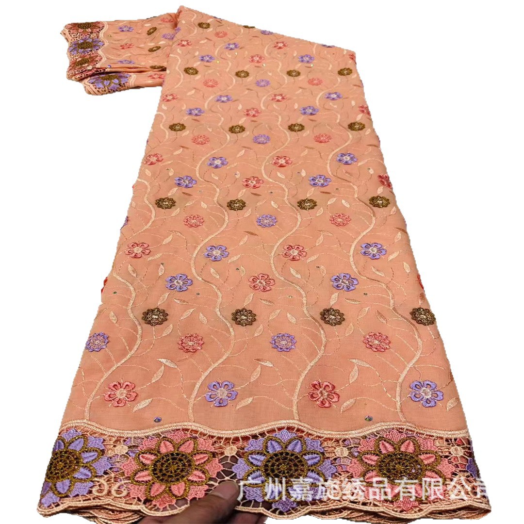 Tela de encaje con bordado de flores de estilo étnico colorido, tela de encaje para vestido de moda de verano