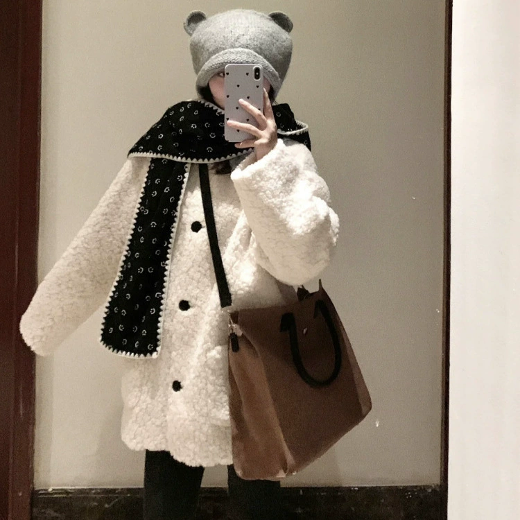 Зимний свободный дикий пушистый утолщение теплый топ