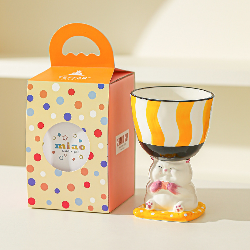 Dibujos animados lindo regalo de cumpleaños pintado a mano taza de helado taza de postre creativo taza de pastel taza de cerámica mesa de aromaterapia