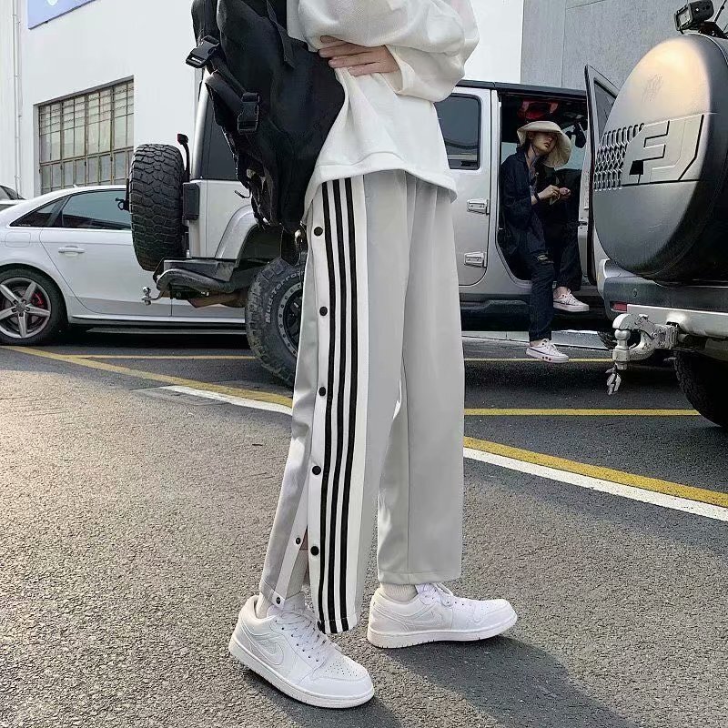 Full Breasted Pants Men's Second-Breasted Basketball Sports Pants Wide-Leg Straight High Street Pants Thin Loose Training Pants
