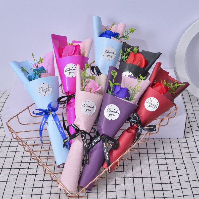 Simulated Carnation Scented Soap Rose Bouquet Single Small Flower Arrangement Red Women's Day Gift Valentine's Day Teacher's Day