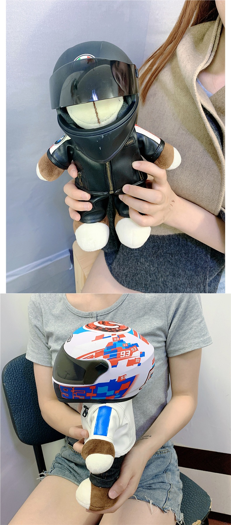 Motorcycle Doll Helmet Bear Agv Motorcycle Gift Racing Machine Repair Motorcycle Tail Box Decoration Rally Bear