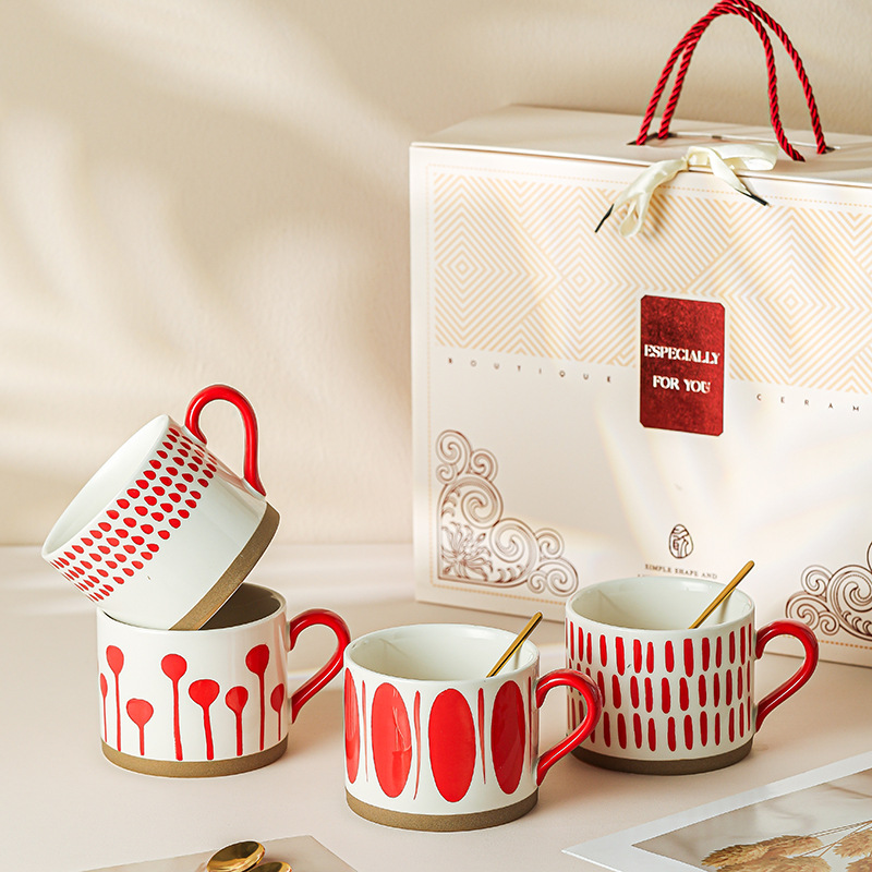 Taza pintada a mano para mujer, taza de agua para oficina, recuerdo para el hogar, regalo de boda y cumpleaños, taza creativa de cerámica pintada a mano