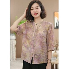 妈妈夏装2025新款洋气上衣服时尚衬衫中老年女装40岁50恤小衫