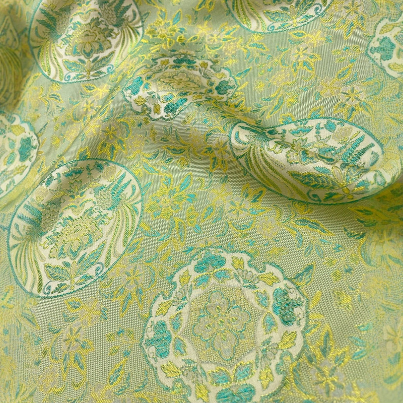 Jacquard Fabric with Curly Phoenix Pattern, Chinese-Style Vest Jacket, Tang Suit, Cheongsam, New Chinese Style, National Trend Designer Hanfu Fabric
